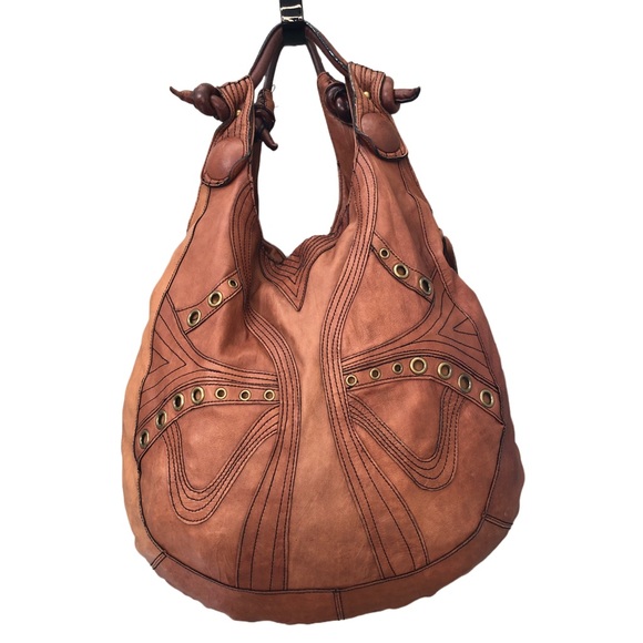 Betsey Johnson Bags Betsey Johnson Extra Large Vintage Leather Grommet Hobo Bag Purse Poshmark